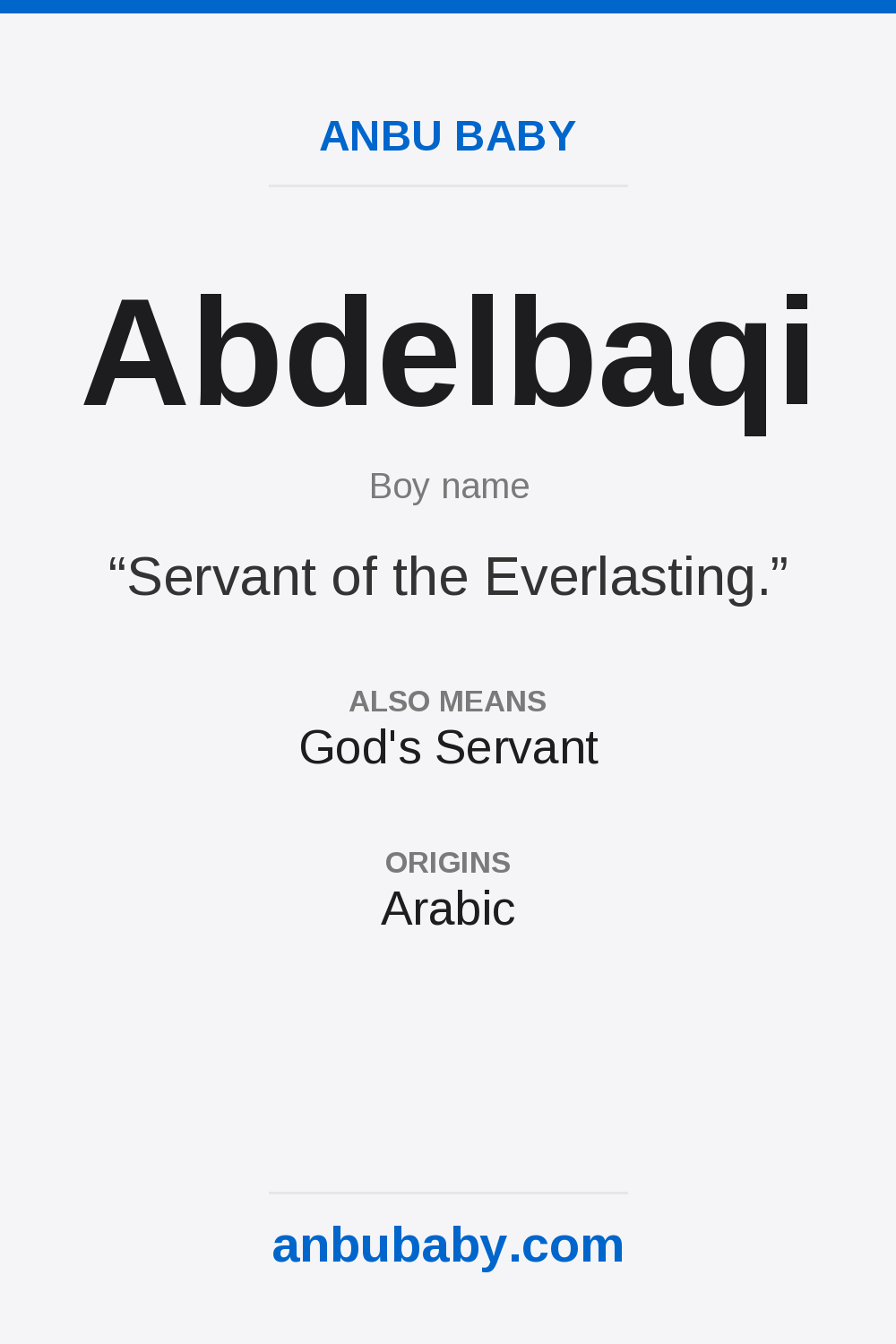 Abdelbaqi name meaning card