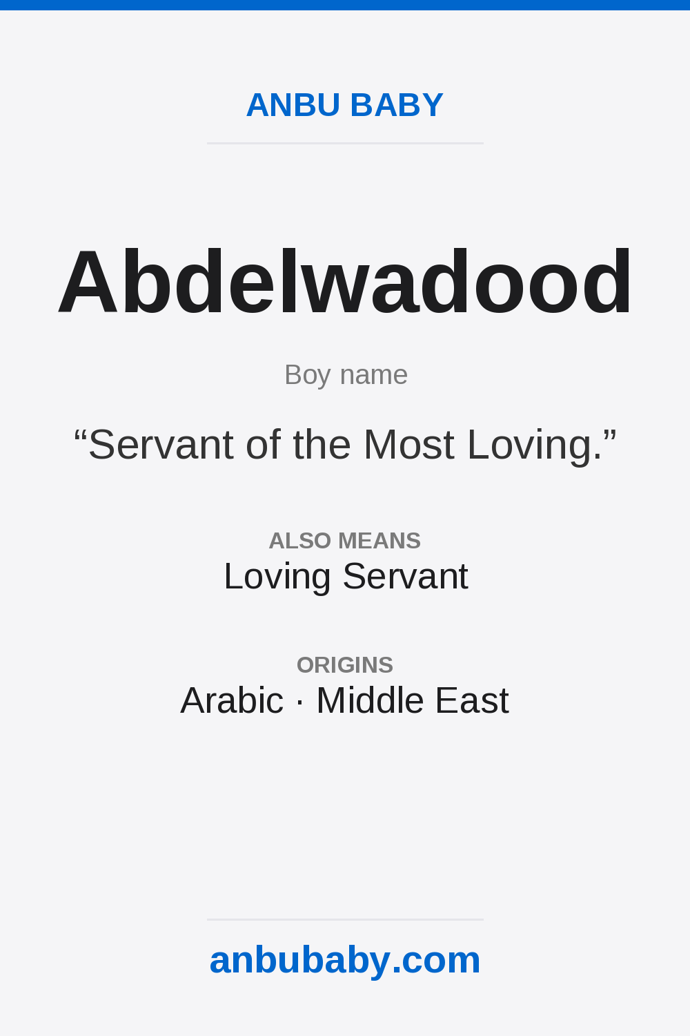 Abdelwadood name meaning card