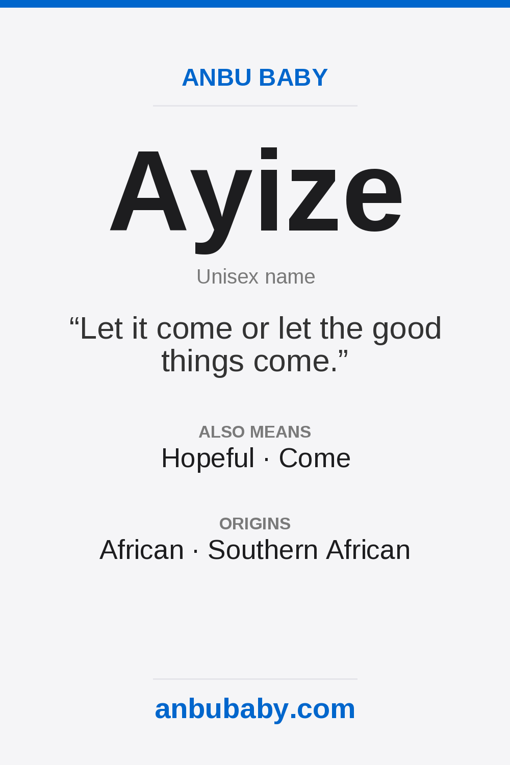 Ayize name meaning card