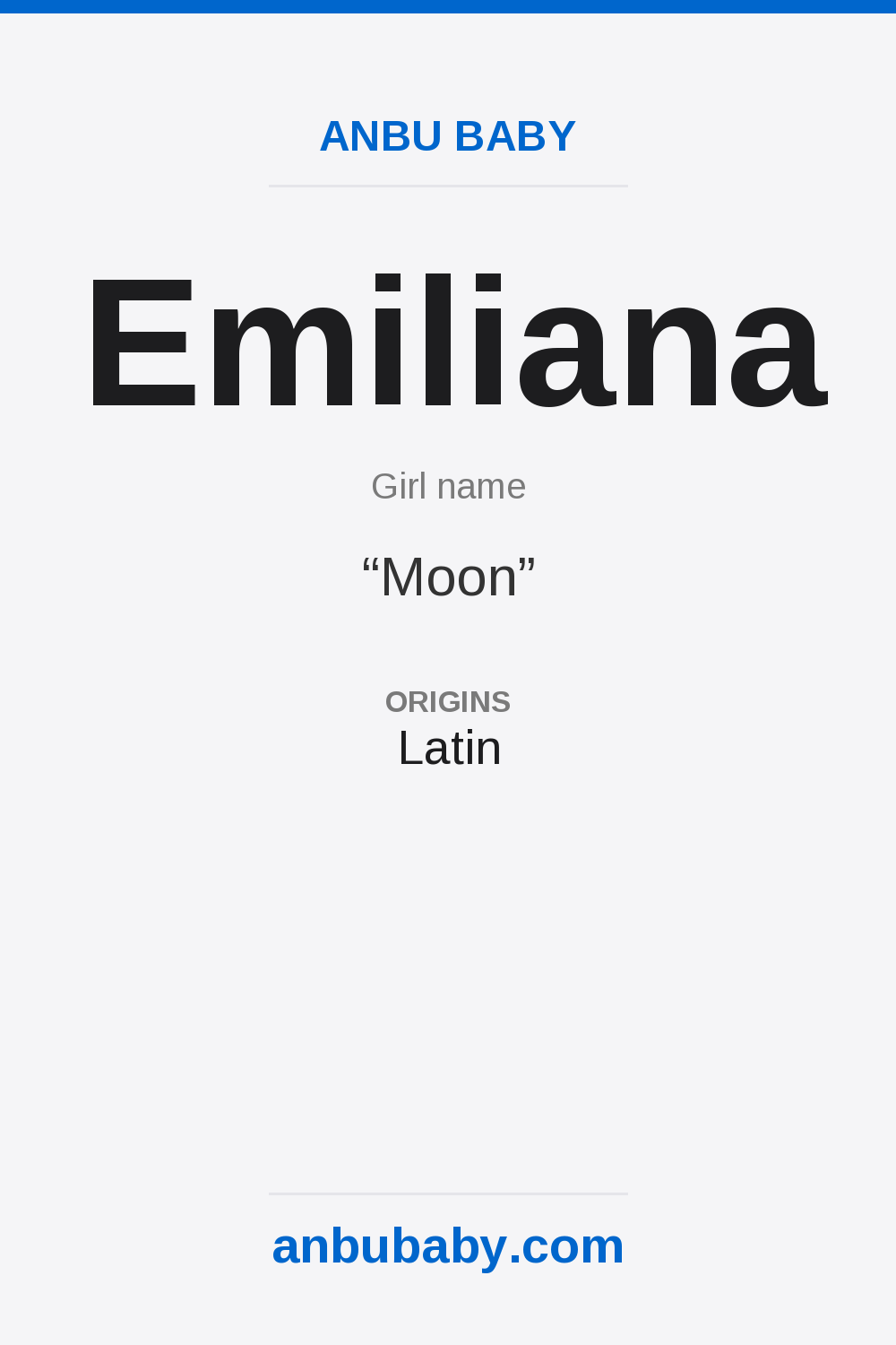 Emiliana name meaning card