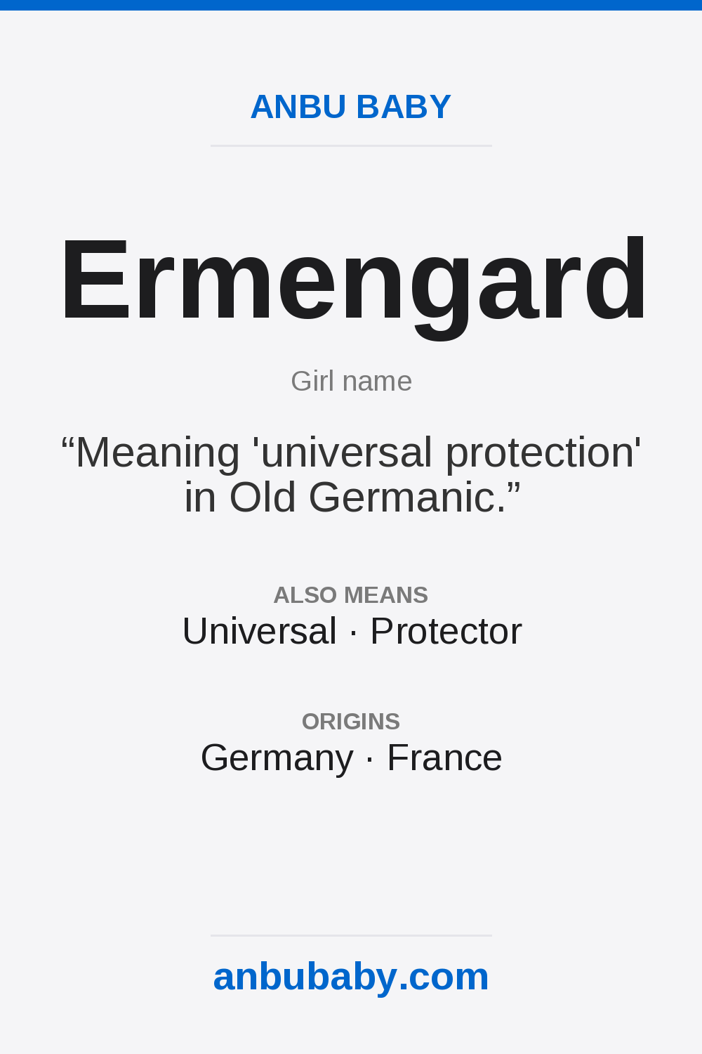 Ermengard name meaning card
