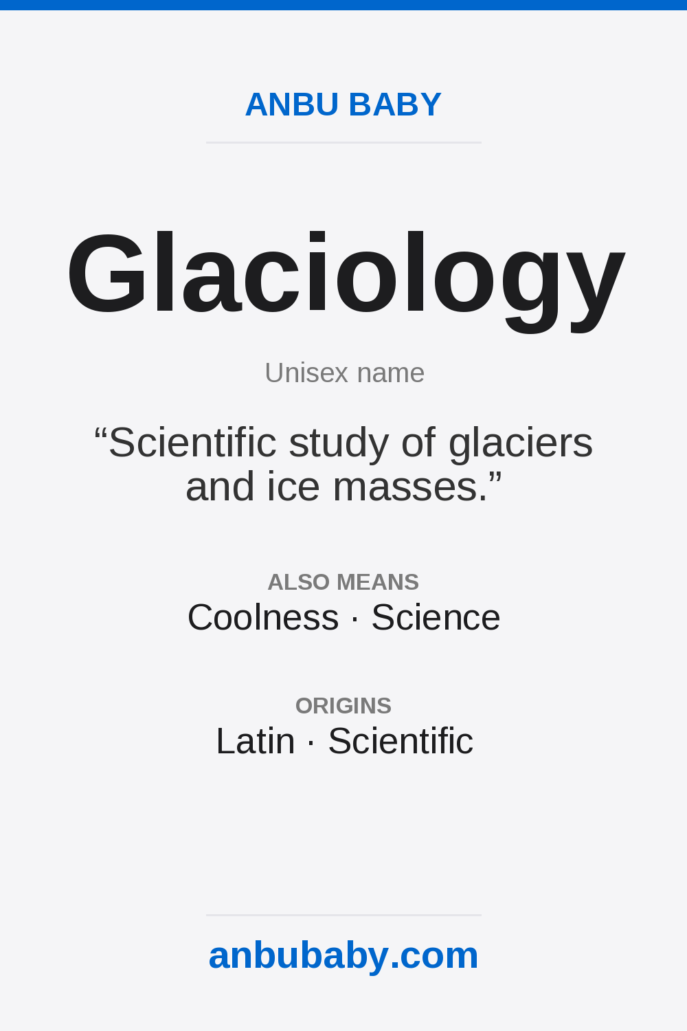 Glaciology name meaning card