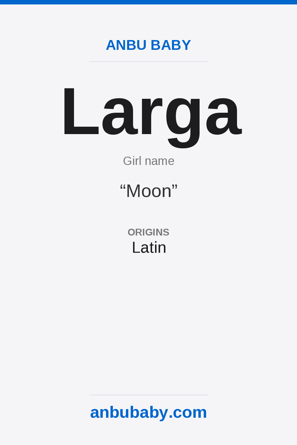 Larga name meaning card