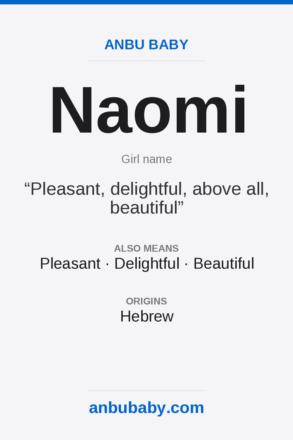 Naomi name meaning card