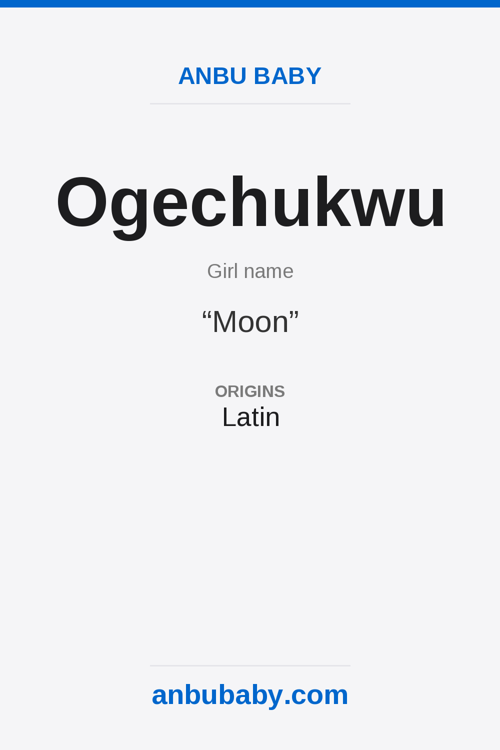 Ogechukwu name meaning card
