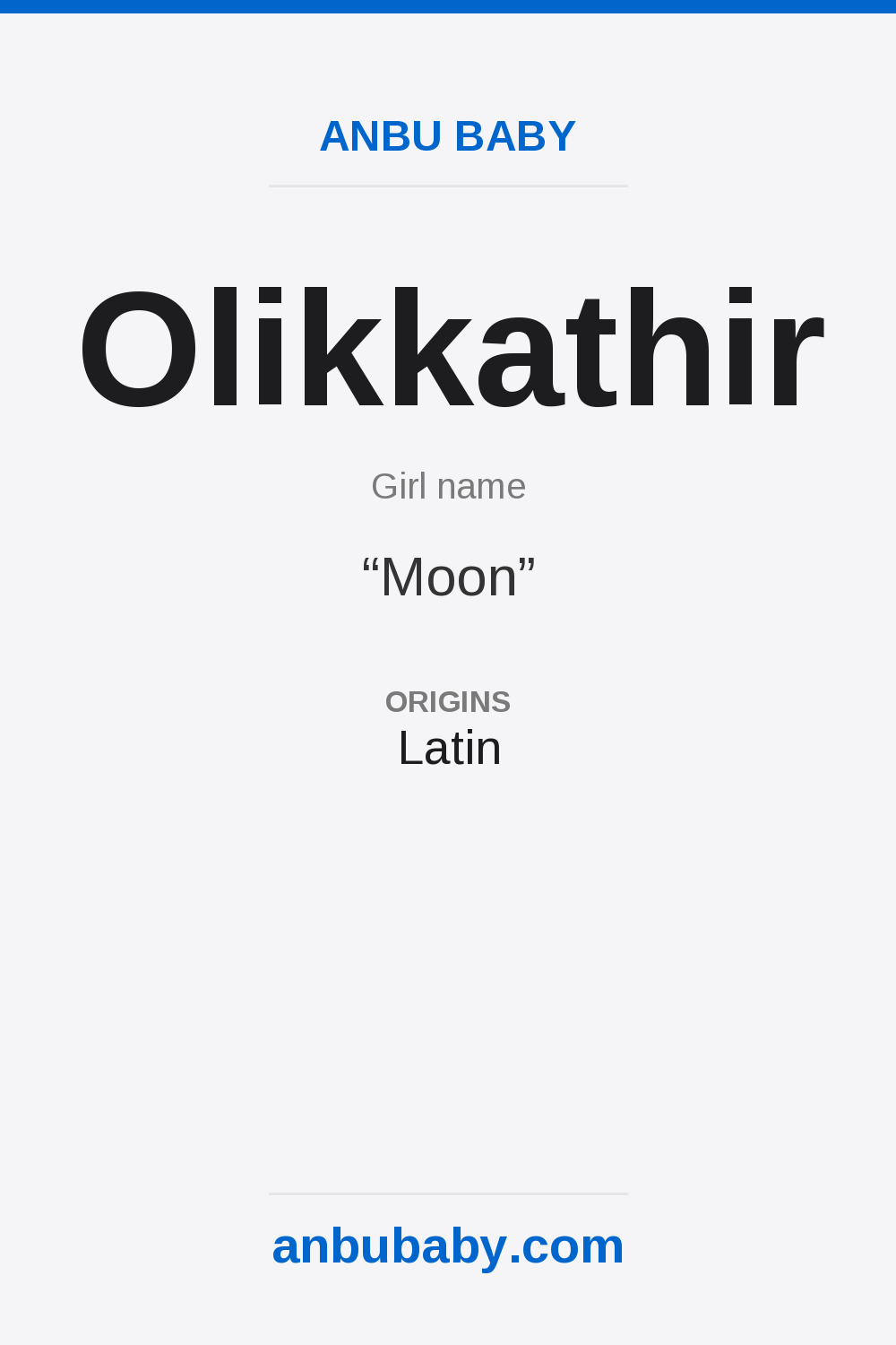 Olikkathir name meaning card