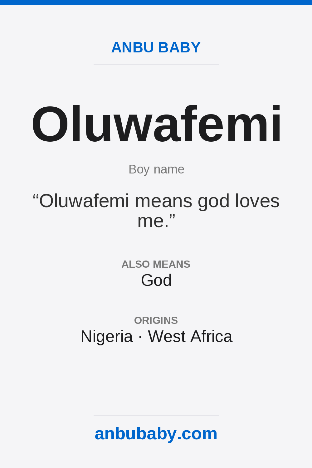 Oluwafemi name meaning card