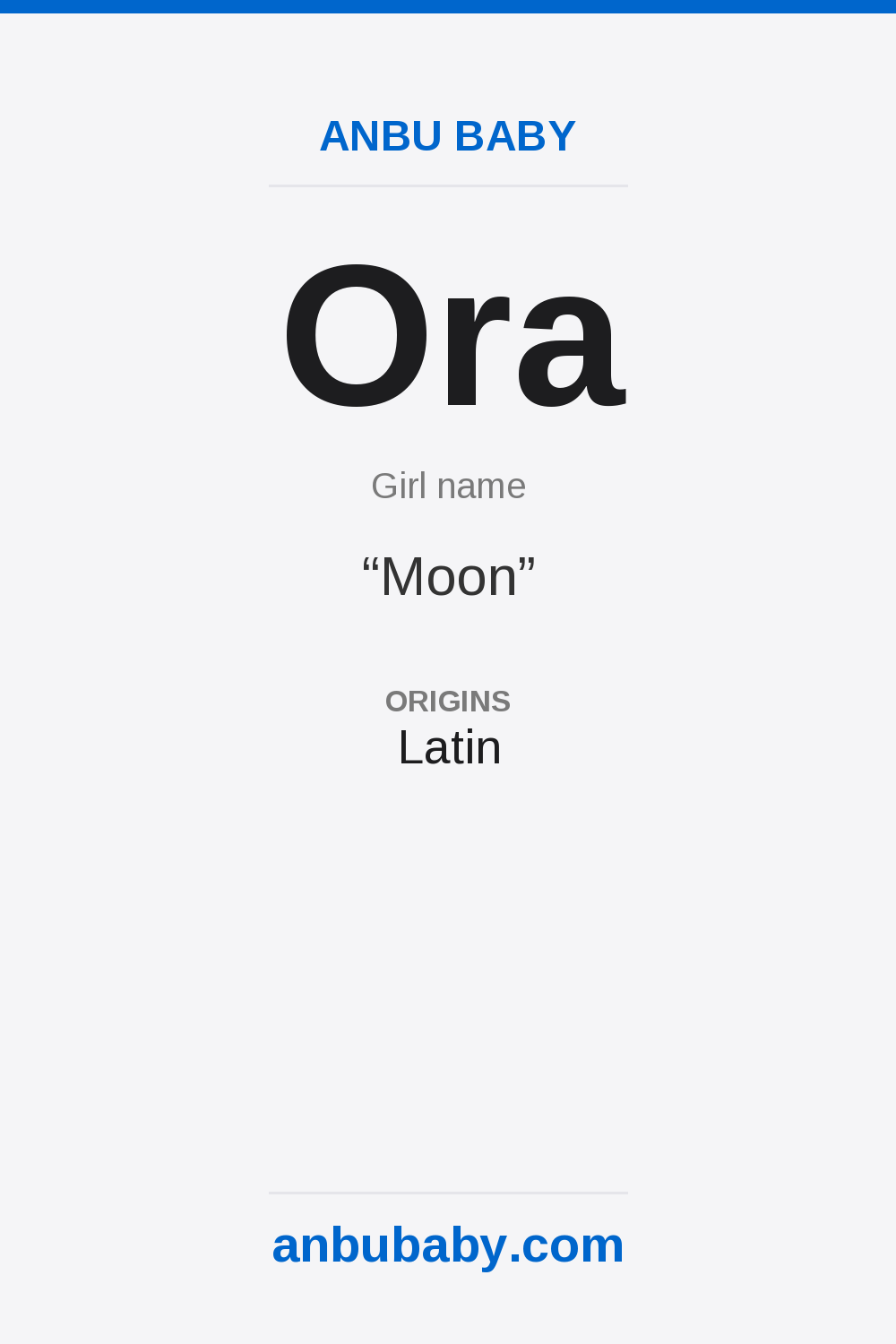 Ora name meaning card