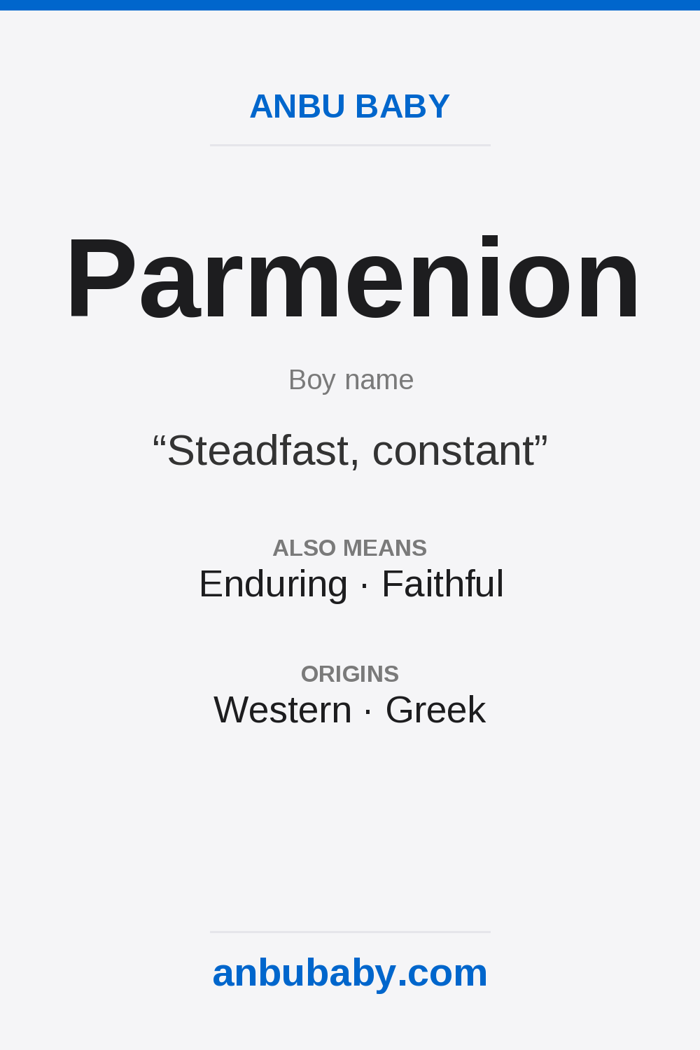 Parmenion name meaning card