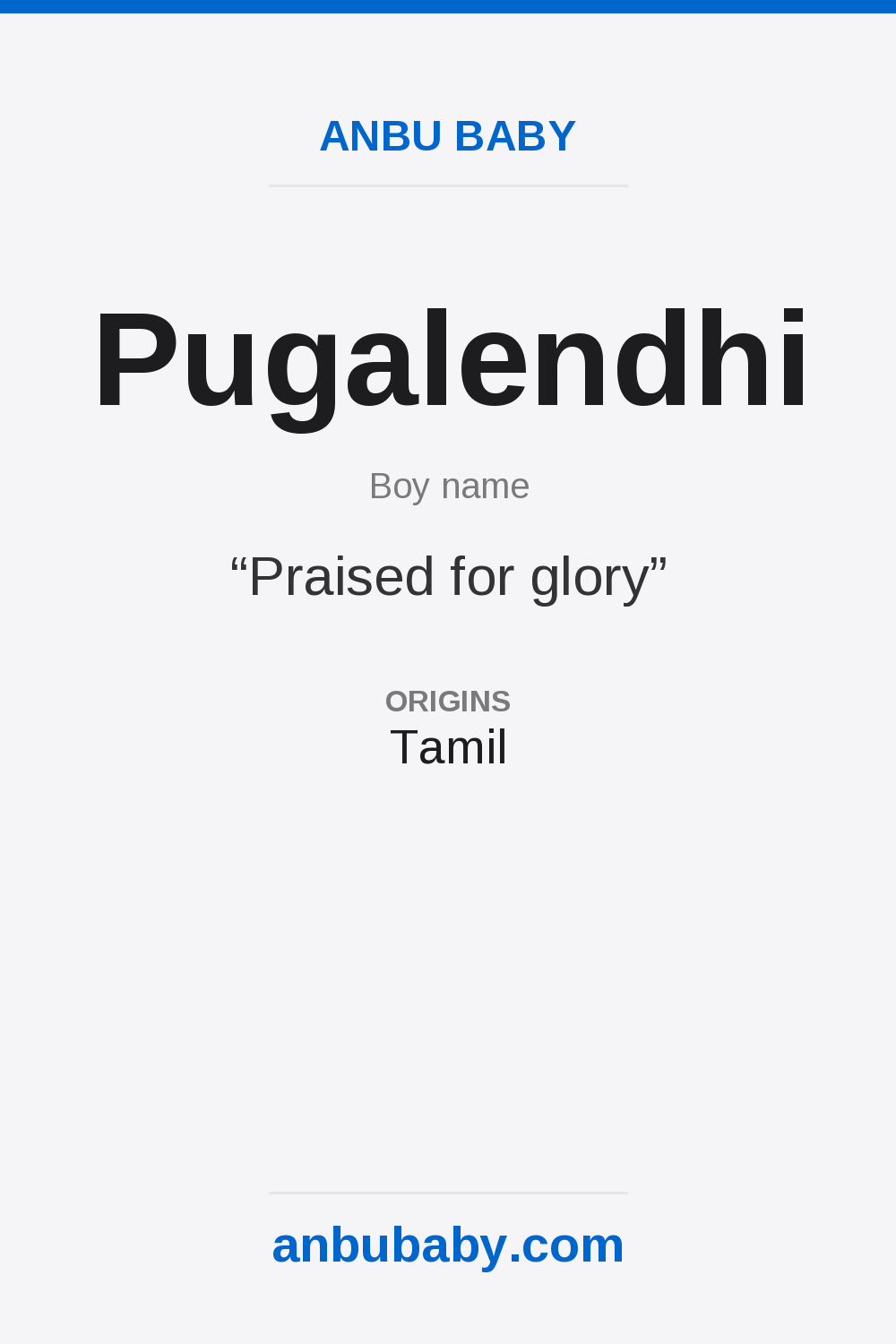 Pugalendhi name meaning card