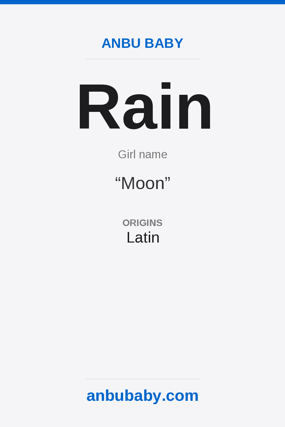 Rain name meaning card