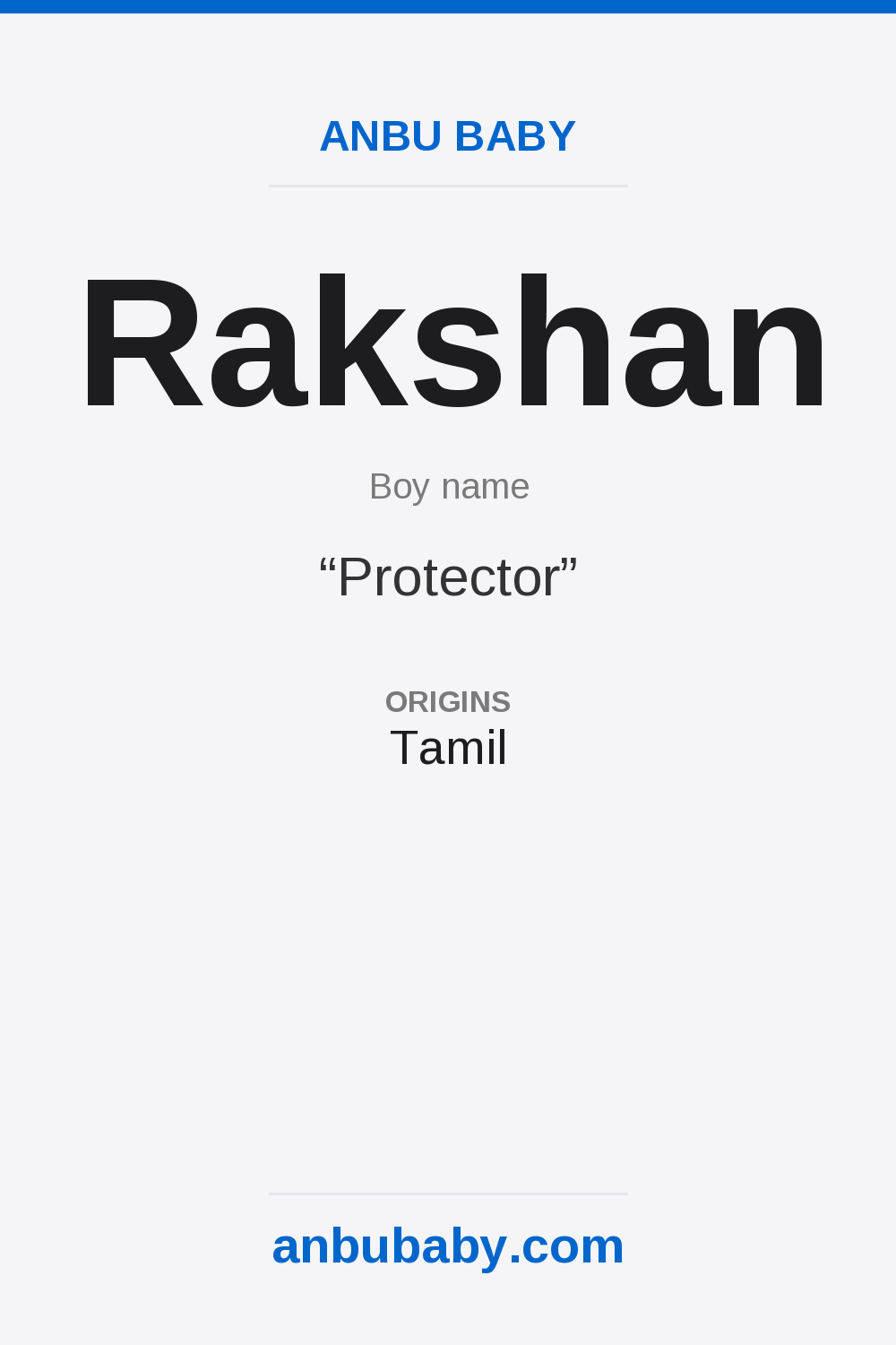 Rakshan name meaning card
