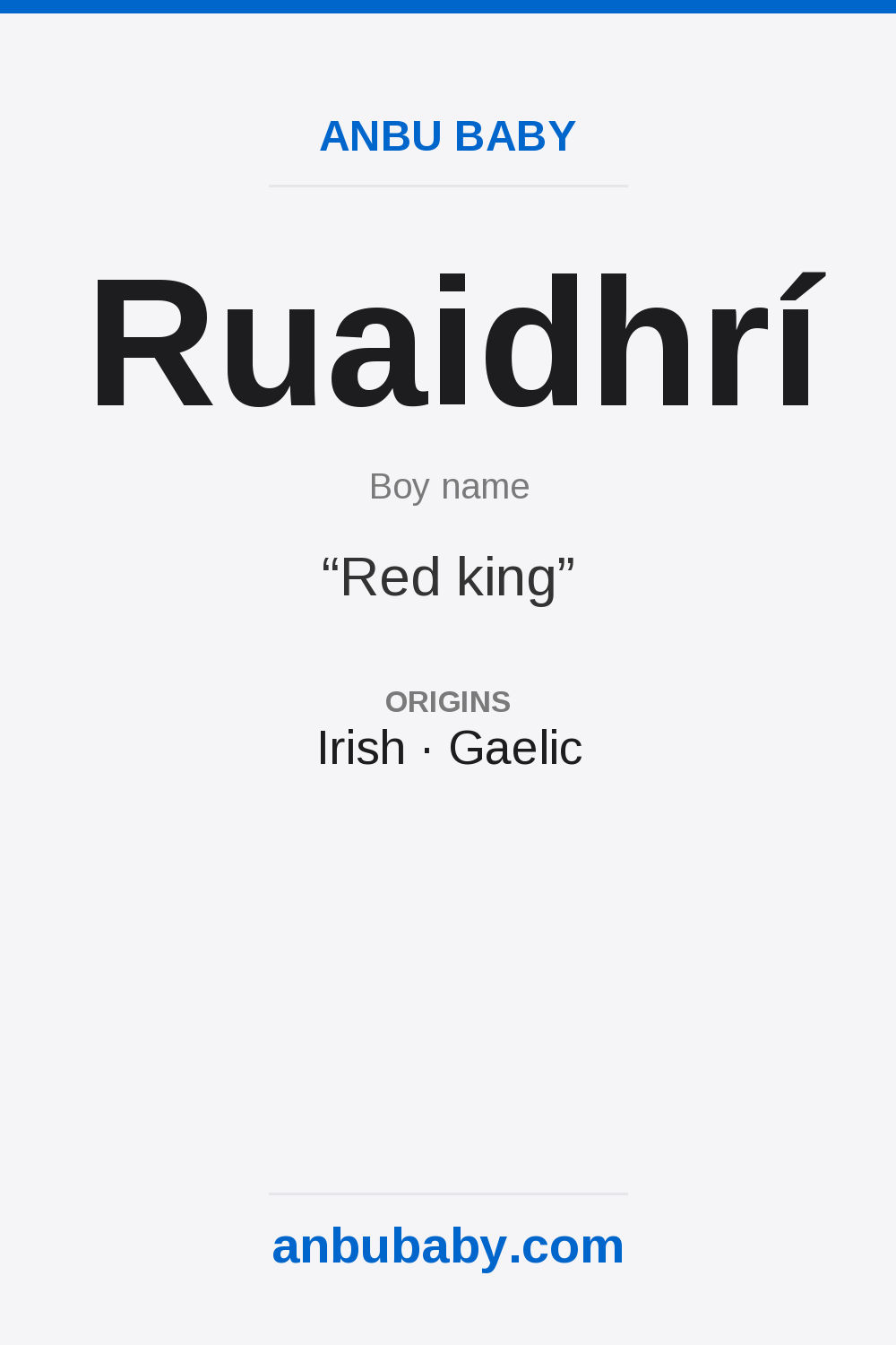 Ruaidhrí name meaning card