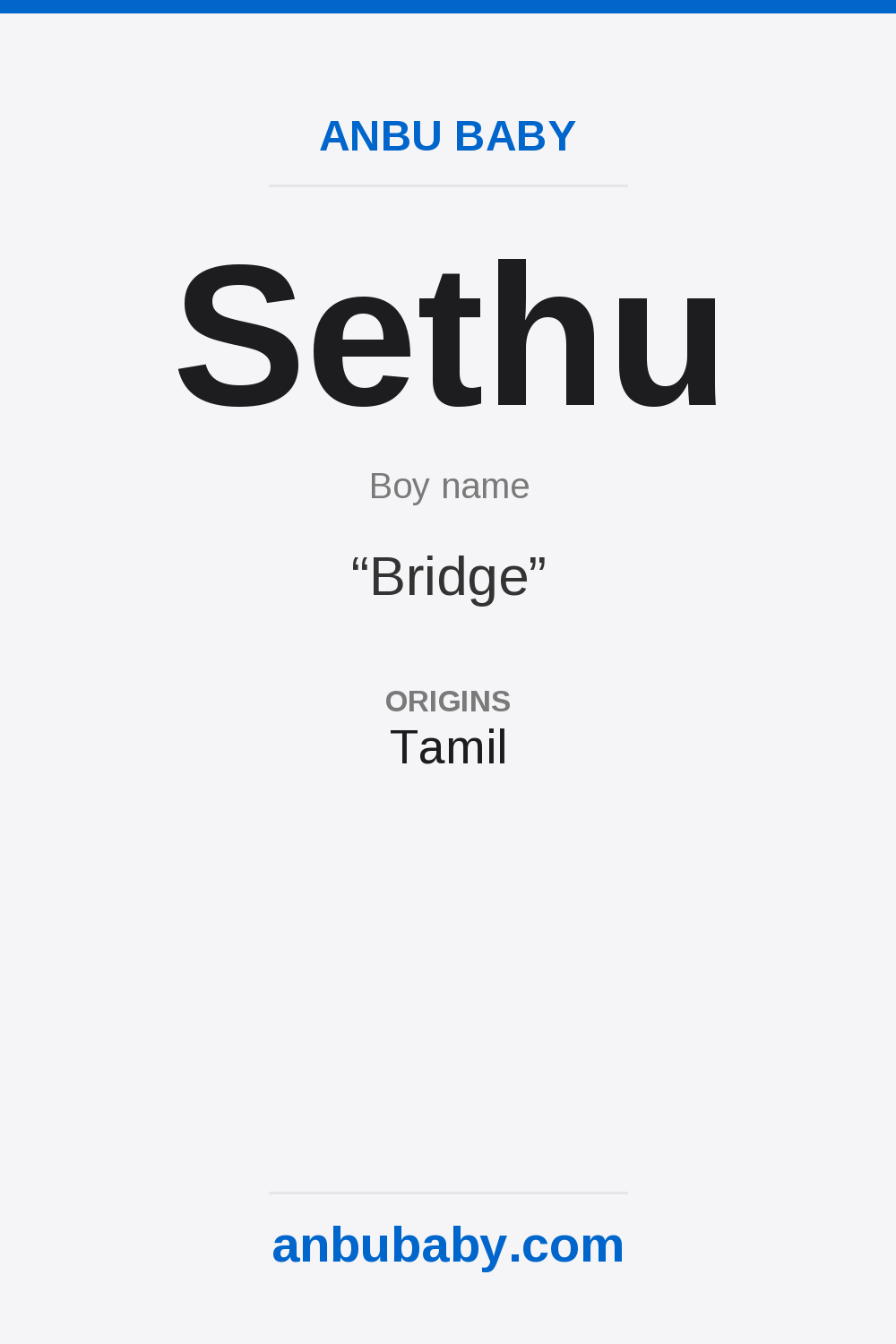 Sethu name meaning card
