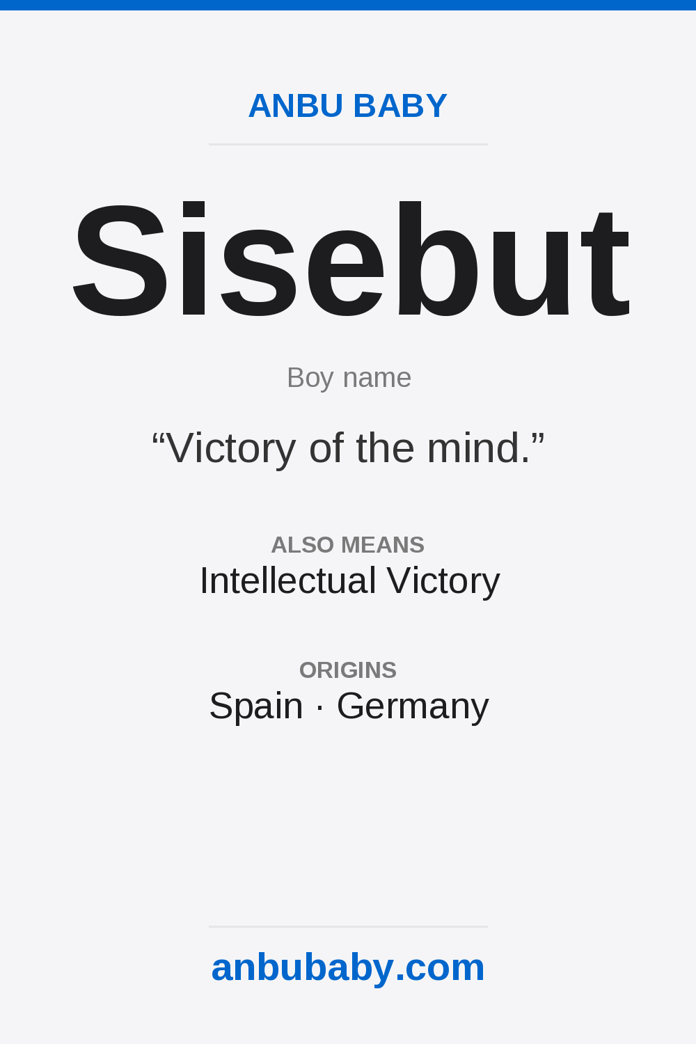 Sisebut name meaning card