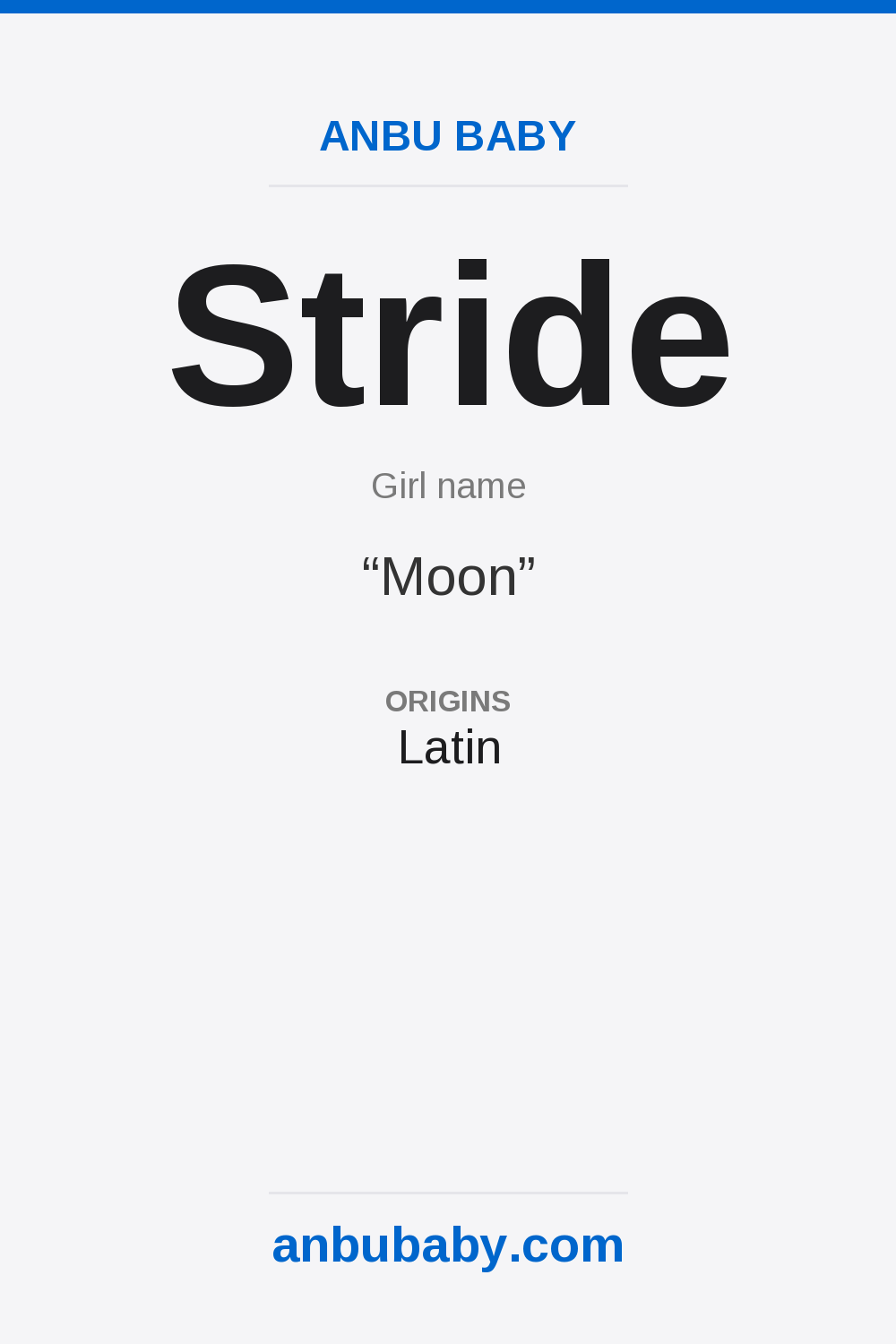 Stride name meaning card