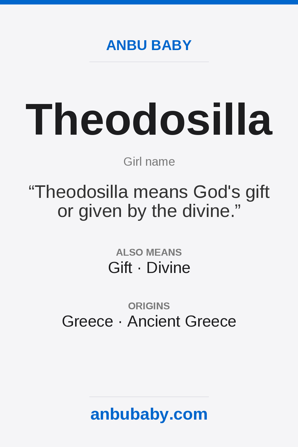 Theodosilla name meaning card