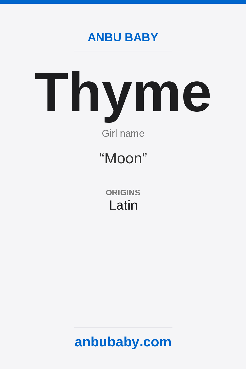 Thyme name meaning card