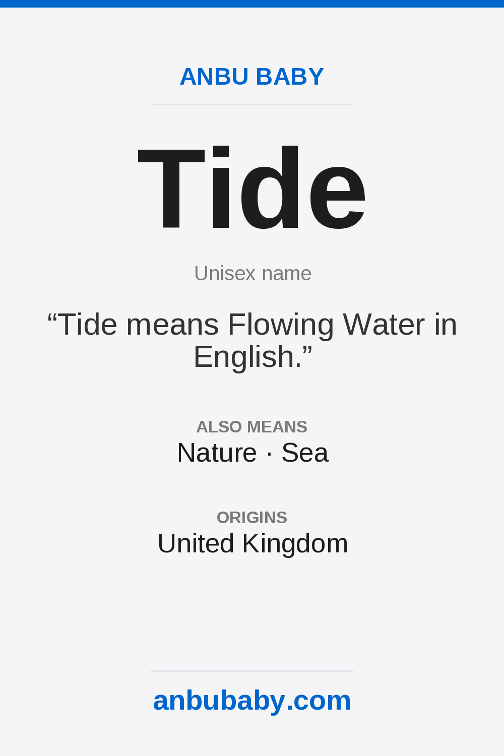 Tide name meaning card
